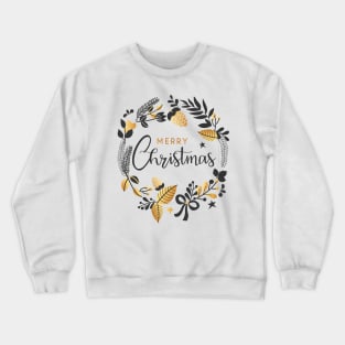 Christmas badge with quotes and golden ornaments Crewneck Sweatshirt